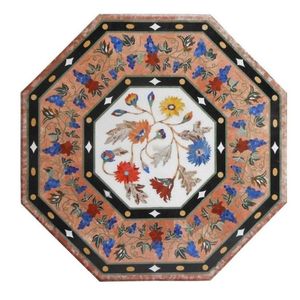 Tavolo in marmo intarsio Top elefante intarsio arte su Base in legno pietra semipreziosa tavolo casa soggiorno uso - Product Image 1