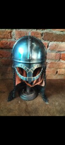 Accesorio de disfraz gótico vikingo medieval temprano, casco con Cuchillas de acero, cadena de forro de cuero portátil, OEM Industrial personalizable DIY - Product Image 4