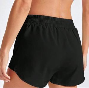 Mujeres 2 en 1 Nuevos pantalones cortos deportivos Color sólido Cintura ancha Dos capas Pantalones cortos para correr Gimnasio Pantalones cortos activos para mujeres - Product Image 3