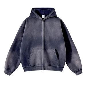 Sweat à capuche zippé intégral vintage pour homme, en molleton épais, coupe oversize, décontracté, pour l'hiver - Product Image 1