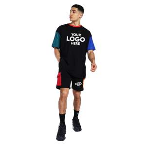 เสื้อยืดและกางเกงขาสั้นลำลองพิมพ์ลายตามสั่ง ชุดสองชิ้น เสื้อผ้าผู้ชาย ขายส่ง กางเกงขาสั้นแบบมีเชือกผูกและเสื้อยืดชุดเซ็ต - Product Image 3