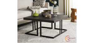 โต๊ะกาแฟรูปทรงเรขาคณิตรูปทรงสี่เหลี่ยมเรียบง่ายทันสมัยพร้อมพื้นไม้ที่เพรียวบางและฐานโลหะหนา - Product Image 2