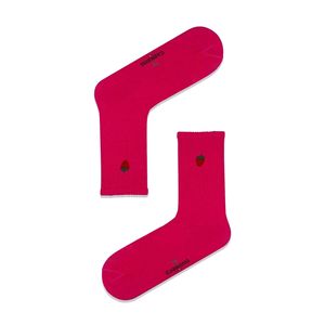 Calcetines Deportivos Unisex Rosados con Diseño de Fresa Bordado, Silueta Mediana, Tejido TR - Product Image 1