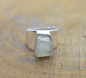 Rough Rainbow Moonstone 925 Sterling Silver <b>Ring</b> Handmade Natural Gemstone Jewelry June Birthstone Gift for Women - Product Image 2