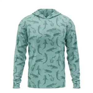 Sudadera con capucha de pesca de manga larga de poliéster personalizada al por mayor secado rápido UPF 50 + protección UV camisa de rendimiento con capucha para caza - Product Image 4