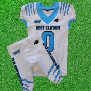 Conjunto de uniformes de fútbol americano de sublimación personalizada de alta calidad, conjuntos de camisetas y pantalones de fútbol americano de sarga de aparejos de poliéster - Product Image 1