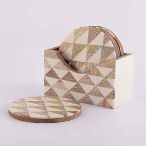 Juego de posavasos Nature Fusion, diseño de madera incrustada en resina, alfombrillas de madera de resina personalizadas, juego de regalo Premium - Product Image 4