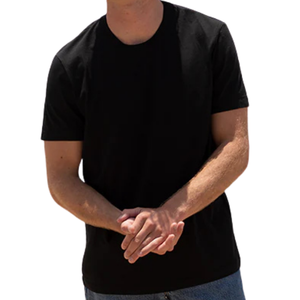 Men Black 100% Luxury Organic Cotton Crew <b>Neck</b> T Shirt Pre Shrunk GOTS Certified Premium Short Sleeve Breathable Fit Tee - Product Image 5