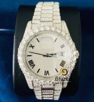 Montre mécanique de luxe exclusive pour homme en acier inoxydable, entièrement sertie de moissanite, design hip-hop, diamants taillés VVS, analogique