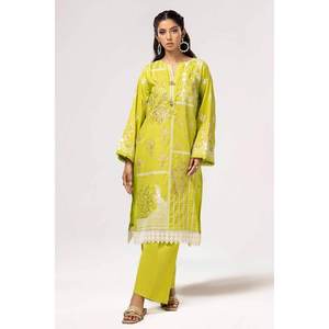 Traje de Dos Piezas para Mujer, Verde, Sin Costuras, Transpirable, 100% Algodón, Chifón Bordado, Corte Holgado - Product Image 5