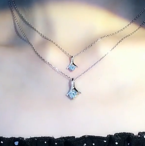 Modern 1 Carat Brilliant Cut Solitaire Pendant <b>Necklaces</b> <b>D</b> VVS1 Moissanite Flowing Design 925 Sterling Silver Trendy Women - Product Image 4