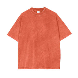 Camiseta de gran tamaño con estampado de algodón 100% lavado a la piedra para hombre, ropa de calle recortada con ajuste cuadrado, transpirable de alta calidad lavada con ácido personalizada - Product Image 1
