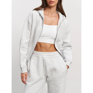 เสื้อฮู้ดซิปโอเวอร์ไซส์วินเทจสำหรับผู้หญิงแบบหลวมลำลองมีซิปขนแกะหนาสองชั้นปัก3D แนวสตรีทเก็บความร้อน - Product Image 2