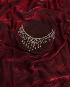 Sari de trabajo de diamante Jarkhan de seda perfecta para mujer con blusa estirable sin coser para fiesta boda Festival desgaste - Product Image 1