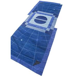 Alfombras de Lana Grandes Brahmaand Azules JBR-7008, Diseño Geométrico de Diamantes Anudado a Mano para Sala de Estar, Pasillo, Diseño Rectangular - Product Image 2