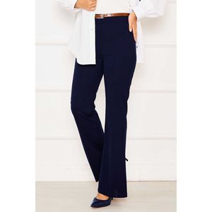 Navy Blue Spanish-Style Wide-Leg Pants with High-<b>Waisted</b> <b>Elastic</b> Waistband Breathable and Wrinkled Design - Product Image 4