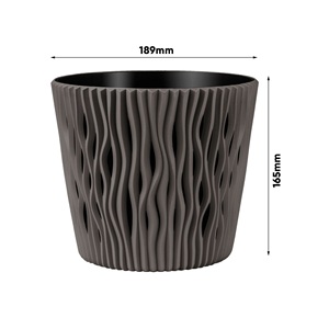 Ensemble de 4 pots de fleurs ronds en plastique Sandy de 3 L en gris, 18,9 x 18,9 x 16,5 cm + 1 ensemble de 6 outils de jardin GRATUIT - Product Image 2