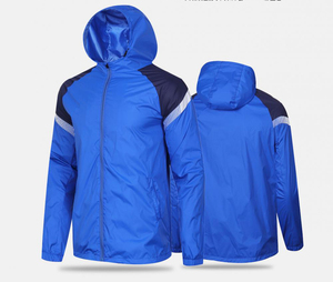 Coupe-vent de football double couche imperméable et coupe-vent Veste d'entraînement à fermeture éclair complète Veste coupe-vent de sport pour hommes - Product Image 1