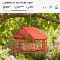 Mangeoire à oiseaux suspendue JH-Mech, durable, en acier allié, avec revêtement en poudre noire, pour jardin, mangeoire à oiseaux en forme de boule de graisse animale