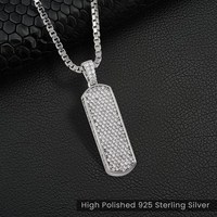 Pendentif Hip Hop en argent sterling 925 serti de zircons, barre verticale, cadeau unisexe