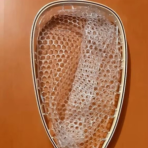 Vente en gros Filet de pêche à la truite Filet de pêche à la mouche Cadre en bois Filet d'atterrissage de poisson avec maille en caoutchouc souple transparent - Product Image 1