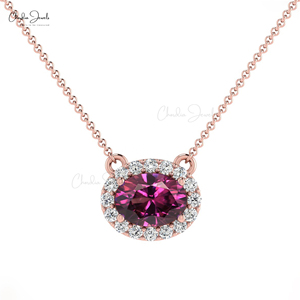 สร้อยพลอยโกเมนแท้ rhodolite 0.72 CT สร้อยคอแฮนด์เมดเพชรสีขาวทอง14K ผู้ค้าส่ง - Product Image 3