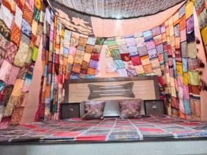 Full Patchwork Silk Sari Bed <b>Canopy</b> & Mosquito Net Bohemian Style <b>Tent</b> for Home Decor or Camping - Product Image 3