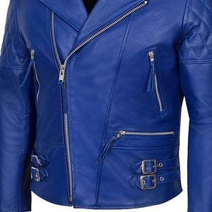 Veste d'hiver de luxe pour homme en cuir souple bleu avec détails artisanaux, imperméable et respirante, style intemporel - Product Image 3