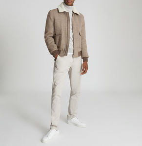 Veste en daim trucker pour homme, doublure épaisse en polaire shearling, impression de logo personnalisée pour l'hiver, service OEM - Product Image 2