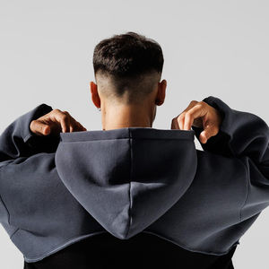 Couleur unie coupe régulière hiver impression numérique hommes cagoule à capuche avec poche polaire respirant 100% coton - Product Image 4