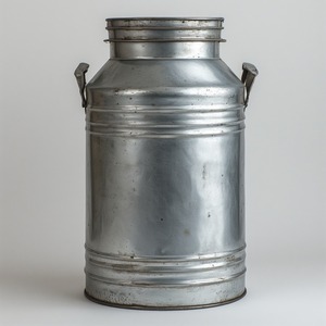 Bidon de lait galvanisé décoratif avec surface patinée martelée rustique Fabriqué artisanalement conçu pour les intérieurs et fonctionnel - Product Image 4