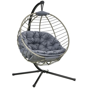 Fauteuil suspendu en rotin moderne et confortable pour jardin, mobilier de patio, intérieur/extérieur, pliable, pour balcon - Product Image 6