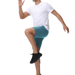 Short de tennis décontracté pour hommes 100% Polyester taille élastique longueur genou séchage rapide fermeture éclair conception couleur unie short en maille - Product Image 4