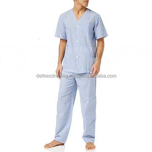Ensemble de vêtements de nuit pour hommes de qualité supérieure Peignoir respirant à manches courtes 2 pièces en tricot à un prix - Product Image 1