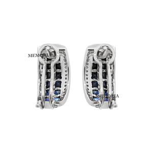 Precious Natural Blue Sapphire Gemstone 925 <b>Solid</b> Sterling <b>Silver</b> Handmade Vintage for Certified Bezel Setting Women <b>Earrings</b> - Product Image 5