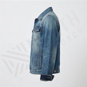 Custom High Street Style <b>Women</b> Denim <b>Jacket</b> Plain Dyed Raw Cotton Filling Two Pocket <b>Spring</b> Autumn Breathable Fashion Outwear - Product Image 3