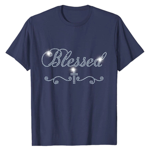 เสื้อยืดผ้าฝ้ายพิมพ์ลายเพชรเทียมสำหรับผู้ชายและผู้หญิง รุ่นใหม่ล่าสุดปี 2025 ขายส่งจำนวนมากโดย Laz Industry เสื้อยืดผู้ชายแบบกำหนดเอง oem - Product Image 3