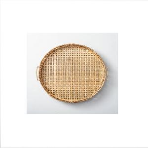 Plateau de service rond moderne tressé avec rail en métal noir, style rotin, plateau de table basse, plateau ottoman, plateau décoratif en poly-rotin - Product Image 5