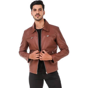Chaquetas de Cuero para Hombre, Proveedor Directo de Fábrica, Chaquetas de Cuero de Alta Calidad con Cierre Frontal y Bolsillos - Product Image 3