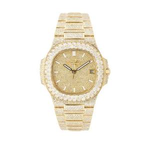 Best Seller VVS Moissanite Yellow Tone Iced Out Hip Hop <b>Mechanical</b> Automatic Wrist Diamond <b>Watch</b> Fine Luxury Fashion <b>For</b> <b>Men</b> - Product Image 1