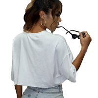 Vêtements de sport, fitness, personnalisés, en polyester et coton, respirants, à séchage rapide, col rond, crop top pour femmes, t-shirt, très populaires, de bonne qualité