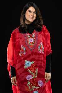 Caftán Georgette de verano bordado a mano con tinte de corbata tres cuartos de talla grande mujeres elegante caftán - Product Image 2