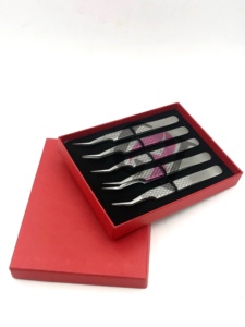 Pince à épiler professionnelle GETUP BROSONS IMPEX en acier inoxydable, à 45 degrés, avec grip diamanté, antimagnétique et antistatique, pour extensions de cils - Product Image 3