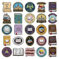 Épingles en émail métallique personnalisées, série de livres de lettres créatifs, badges promotionnels, épingles pour événements, badges publicitaires sur mesure pour expositions, en gros