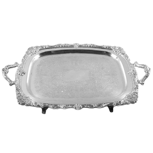 Plateaux en métal argenté pour servir le thé, le café et les collations Idéal pour la cuisine quotidienne Décoration de table de mariage ou service de restaurant - Product Image 1