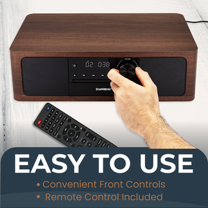 SoundBeast <b>Stereo</b> Shelf <b>System</b> CD Player, Bluetooth, FM Radio, USB Playback, Aux in, Optical in, Alarm Clock, & Remote Control - Product Image 6