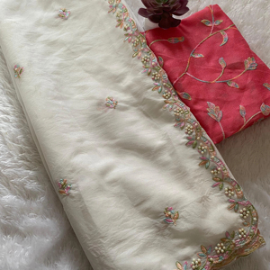 Royal Look Designer Indian Ethnic Saree Latest Traditional <b>White</b> Exclusive Fancy Party Wear Bridal Wear Trend Setter Saree women - Product Image 1