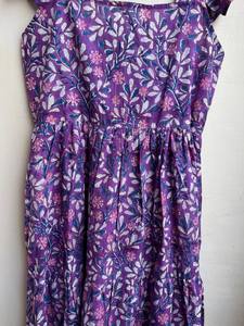 Purple Hand Block Printed Cap Sleeve Cotton <b>Dress</b> Floral Print <b>summer</b> wear women <b>Sleeveless</b> Cotton <b>Summer</b> <b>Dress</b> - Product Image 4