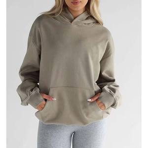 Venta al por mayor personalizado 100% algodón mujeres sudaderas con capucha de manga larga sudadera de yoga con cuello alto y logotipo frontal invierno esencial - Product Image 1