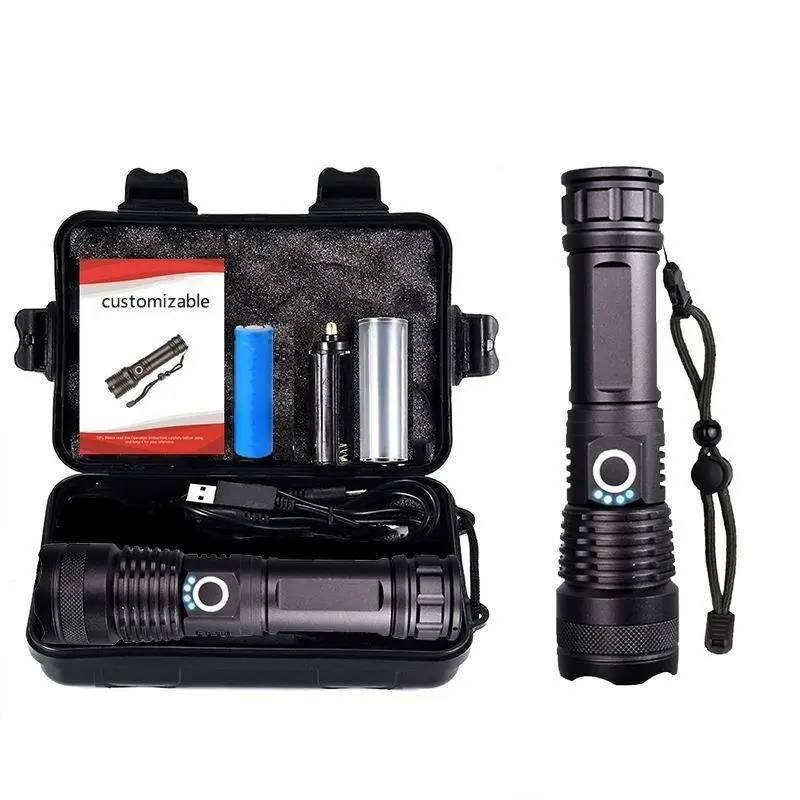 1000 LUMEN Super Bright EDC métal Taschenlampe Étanche Zoom torches Lumière XHP50 Puissant Tactique LED Lampe de Poche Rechargeable